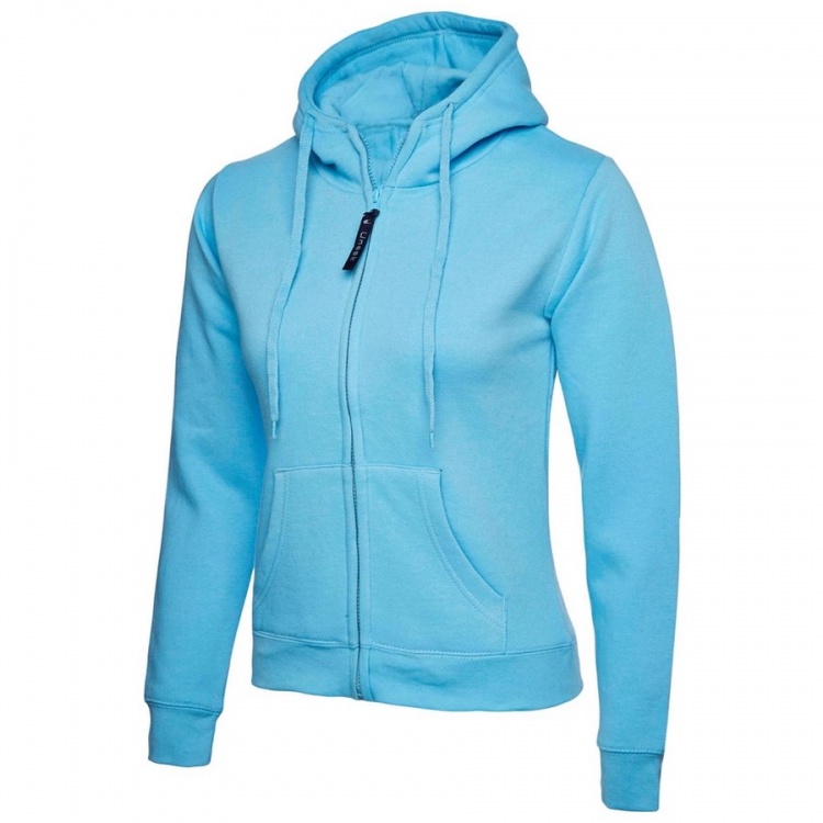 Uneek UC505 Ladies Classic Full Zip Double Fabric Hooded Sweatshirt 50% Polyester 50% Cotton  300gsm